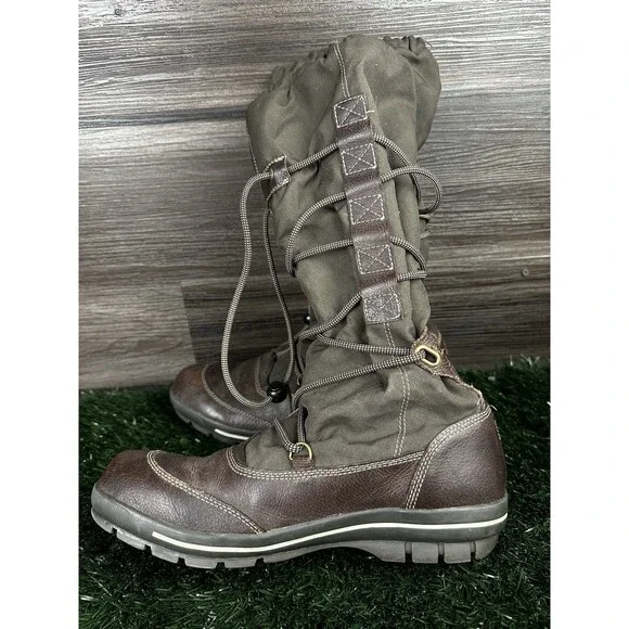 Pajar womens tall winter rain boots shoes brown drawstring patch size 10 Euro 41 - Picture 3 of 6